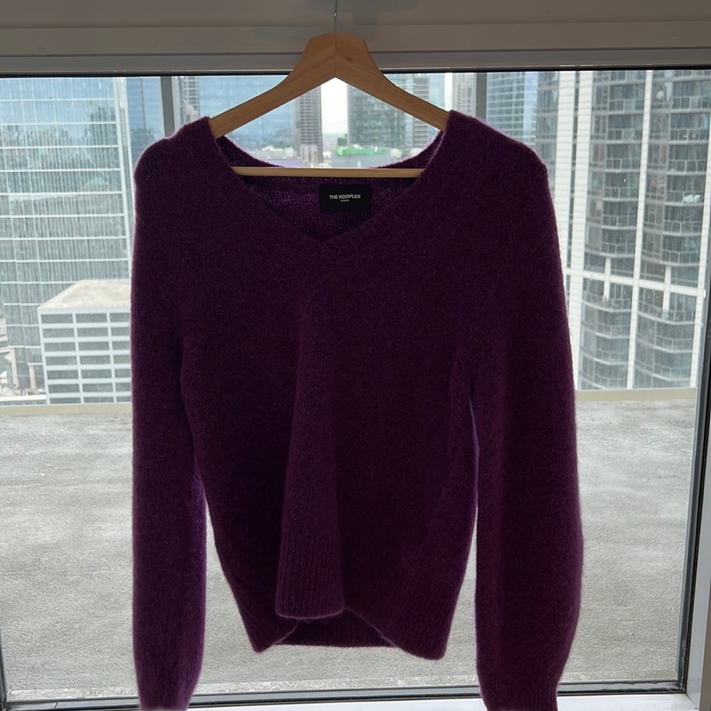 The Kooples Purple V-neck sweater with Loose Sleeves